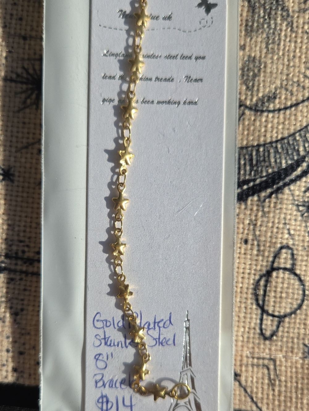 Stainless Steel Real Gold Plated Star Link Bracelet
